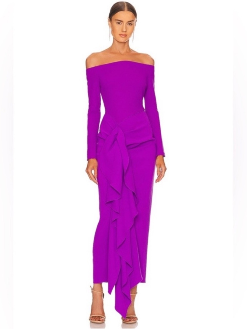Solace London Lotus Midi Dress in Purple